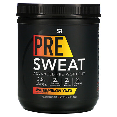 

Sports Research, Pre-Sweat Advanced Pre-Workout, Watermelon Yuzu, 14.46 oz (410 g)