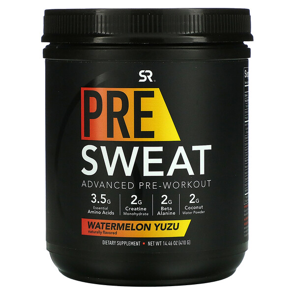 Sports Research, Pre-Sweat Advanced Pre-Workout, Арбуз юдзу, 14,46 унций (410 г)