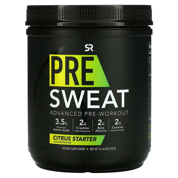 Sports Research‏, Pre-Sweat Advanced Pre-Workout, Citrus Starter, 14.46 oz (410 g)
