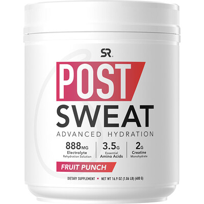Sports Research Post-Sweat Advanced Hydration, Fruit Punch, 16.9 oz (480 g)