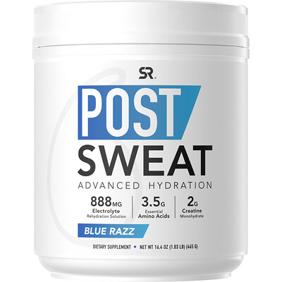 Sports Research Post-Sweat Advanced Hydration, Blue Razz, 16.4 oz (465 g)