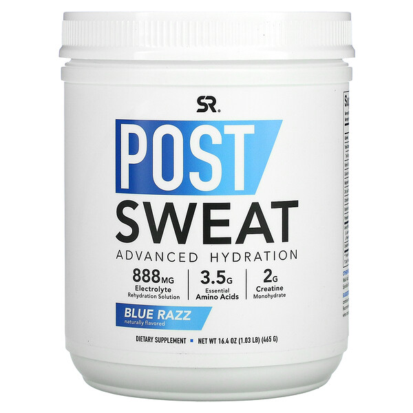 Sports Research, Post-Sweat AdvancedHydration，蓝色拉茲西瓜，16.4 盎司（465 克）