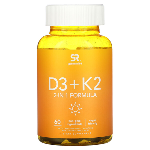 D3 + K2, 2-In-1 Formula, Mixed Berry, 60 Gummies