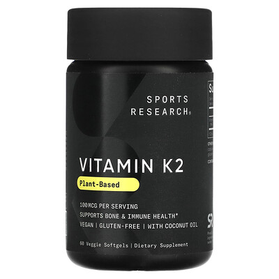 

Sports Research Vitamin K2 Plant-Based 100 mcg 60 Veggie Softgels