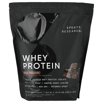 Sports Research, Whey Protein, Dutch Chocolate, 5.42 lb (2.46 kg)