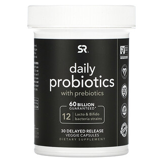 Sports Research, Daily Probiotics with Prebiotics, 60 Billion CFU, 30 Delayed Release Veggie Capsules