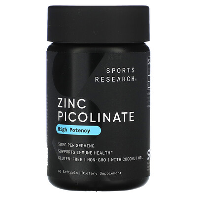 

Sports Research Zinc Picolinate High Potency 50 mg 60 Softgels