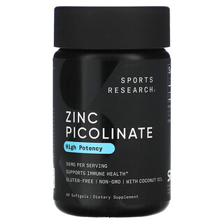 Sports Research, ピコリン酸亜鉛、50mg、ソフトジェル60粒
