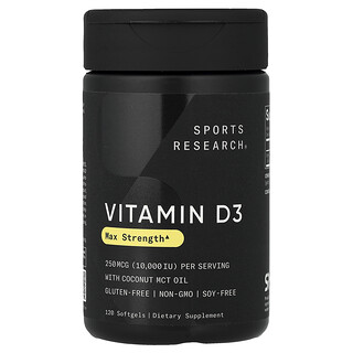 Sports Research, Vitamin D3, 250 mcg (10,000 IU), 120 Softgels