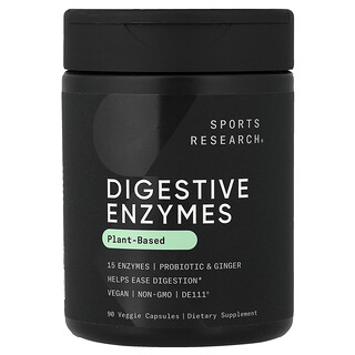 Sports Research, Enzimas Digestivas, À Base de Plantas, 90 Cápsulas Vegetais