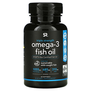 Sports Research, Рыбий жир с омега-3, тройная эффективность, 1250 мг, 60 мягких таблеток