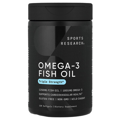 Sports Research, Aceite de pescado con omega-3, Triple concentración, 120 cápsulas blandas