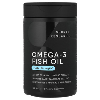 Sports Research, Aceite de pescado con omega-3, Triple concentración, 120 cápsulas blandas