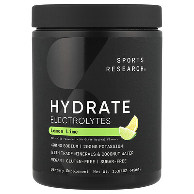 Sports Research, Hydrate, Electrolitos, Lima limón, 450 g (15,87 oz)