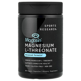 Sports Research, Magtein®, L-treonato de magnesio, 90 cápsulas vegetales (666 mg por cápsula)