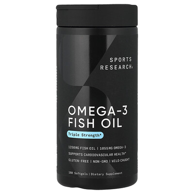 Sports Research, Aceite de pescado con omega-3, Triple concentración, 180 cápsulas blandas
