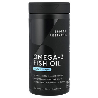 Sports Research, Omega-3 魚油，三倍功效，180 粒軟膠囊