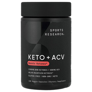Sports Research, Keto + ACV, 120 rastlinných kapsúl