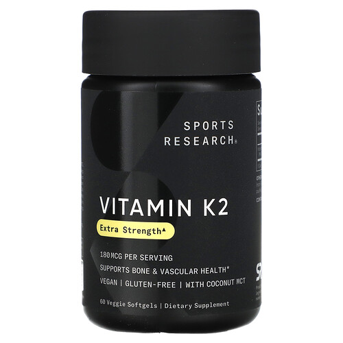 Sports Research, Vitamin K2, 180 mcg, 60 vegetarische Weichkapseln