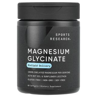 Sports Research, Magnesium Glycinate, 160 mg, 60 Softgels (80 mg per Softgel)