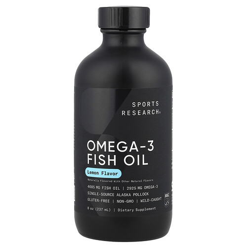 Sports Research Omega-3 Fish Oil, Lemon, 8 oz (237 ml)