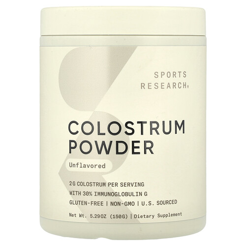 Sports Research Colostrum Powder, Unflavored, 5.29 oz (150 g)