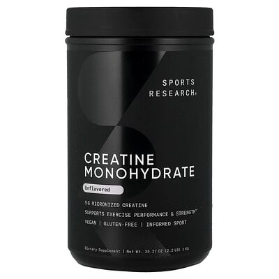 Sports Research, Monohidrato de creatina, Sin sabor, 1 kg (2,2 lb)