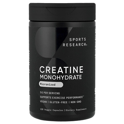 Product Image for Sports Research, Creatine Monohydrate, Micronized, 120 Veggie Capsules (1.25 g per Capsule)