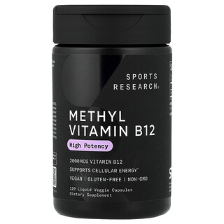 Sports Research, Metil vitamina B12, 2000 mcg, 120 cápsulas vegetales con contenido líquido