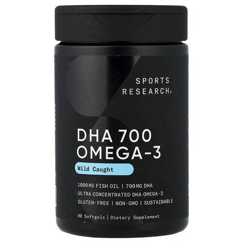 Sports Research DHA 700 Omega-3, Wild Caught, 90 Softgels