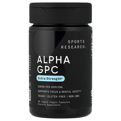 Sports Research, Alfa-GPC, 60 cápsulas vegetales con contenido líquido (315 mg por cápsula)
