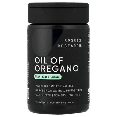 Sports Research, Aceite de orégano con comino negro, 60 cápsulas blandas