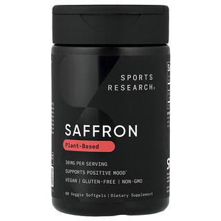 Sports Research, Safran, 30 mg, 60 capsules à enveloppe molle végétariennes