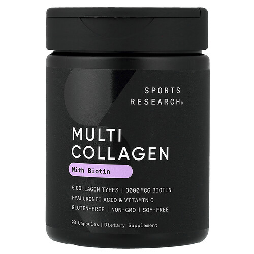 Sports Research, Multi Collagen With Biotin, Multikollagen mit Biotin, 90 Kapseln