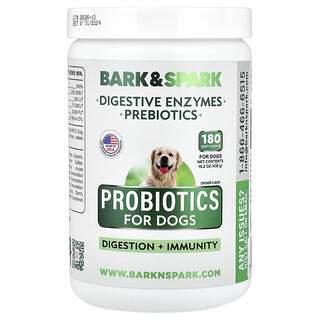Bark&Spark, Probióticos para perros, Pollo, 180 comprimidos masticables blandos, 432 g (15,2 oz)