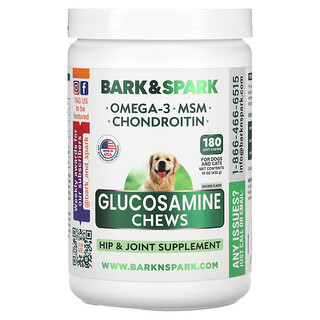 Bark&Spark, 殼糖胺咀嚼片，貓狗專用，雞肉味，180 片，15 盎司（432 克）