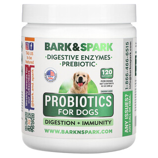 Bark&Spark, Probiotics For Dogs, Pollo, 120 comprimidos masticables blandos, 288 g (10 oz)