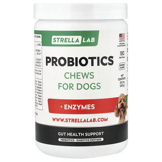 StrellaLab, Probióticos para masticar, Para perros, Pollo, 180 comprimidos masticables blandos, 432 g (15,2 oz)
