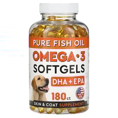 StrellaLab  Pure Fish Oil  Omega-3 Softgels  For Dogs  180 Softgels