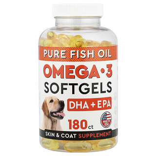 StrellaLab, Pure visolie, omega-3 softgels, voor honden, 180 softgels