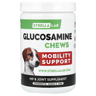 StrellaLab, Glucosamine kauwtabletten voor honden, speksmaak, 180 zachte kauwtabletten, 432 g (15 oz)