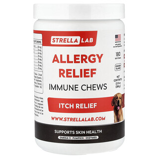StrellaLab, Allergieverlichting, immuunversterkende kauwtabletten, voor honden, kip, 180 zachte kauwtabletten, 396 g