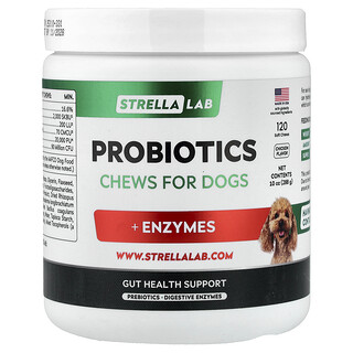 StrellaLab, Probiotics, 소화 + 면역 기능, 반려견용, 소프트츄 120개, 288g(10oz)