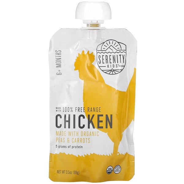 Serenity Kids, Chicken with Organic Peas & Carrots, 6+ Months, 3.5 oz (99 g)