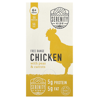 Serenity Kids, Scharrelkip met erwten en wortelen, 6+ maanden, 6 zakjes van 99 g per stuk