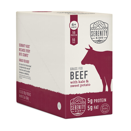 Serenity Kids, Grass Fed Beef with Grünkohl und Süßkartoffel, ab 6 Monaten, 6 Beutel, je 99 g (3,5 oz.).
