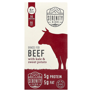 Serenity Kids, Carne de res alimentada con pasturas, col rizada y batata, 6 meses en adelante, 6 sobres, 99 g (3,5 oz) cada uno