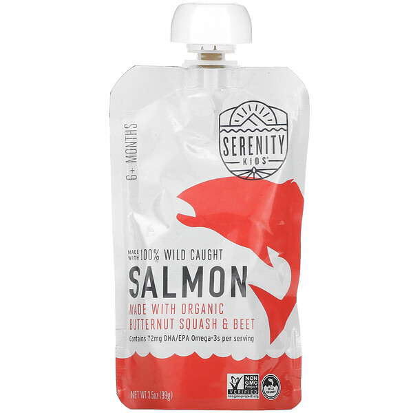 Serenity Kids‏, Salmon with Organic Butternut Squash & Beet, 6+ Months, 3.5 oz (99 g)
