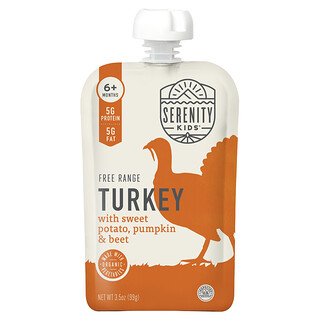 Serenity Kids, Kalkun Free Range dengan Ubi Jalar, Labu, & Bit, Usia 6+ Bulan, 99 g (3,5 ons)