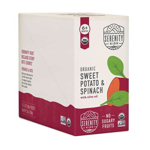 Serenity Kids, Organic Sweet Potato & Spinat with Olivenöl, Bio-Süßkartoffel und Spinat mit Olivenöl, ab 6 Monaten, 6 Beutel, je 99 g (3,5 oz.)